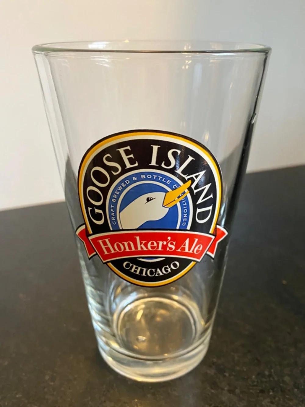 Four Beer Glasses from Goose Island, Chicago. Sturdy, Preowned, Minimal Use.